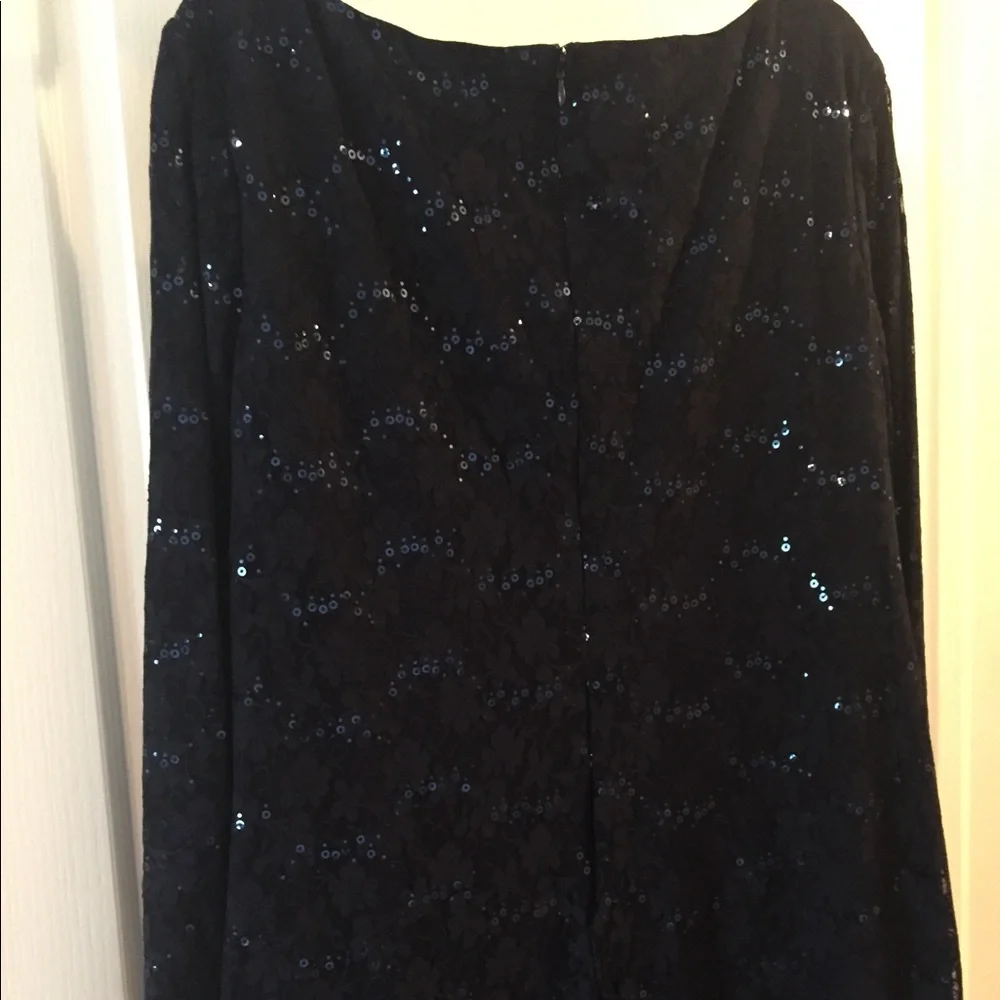 Chaps Navy Gathered Lace & Sequin Sheath Dress 22W - Picture 6 of 8